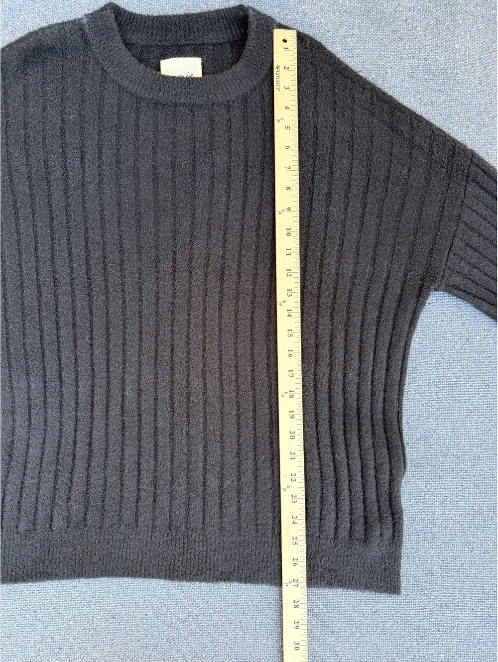 Aerie Women's S Black Ribbed Crew Neck Oversized Knit Sweater - Picture 6 of 8